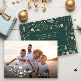 Kerstscript Volledige foto Boho Greenery Bericht Feestdagenkaart
