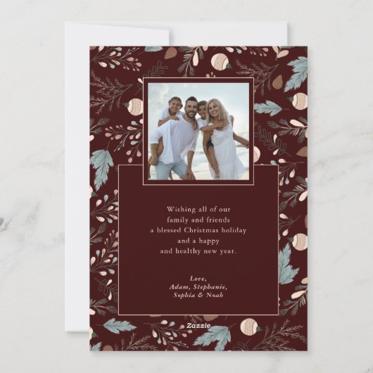 Kerstscript Volledige foto Boho Greenery Bericht Feestdagenkaart (Achterkant)