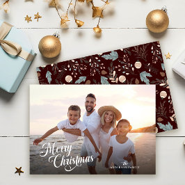 Kerstscript Volledige foto Boho Greenery Feestdagenkaart