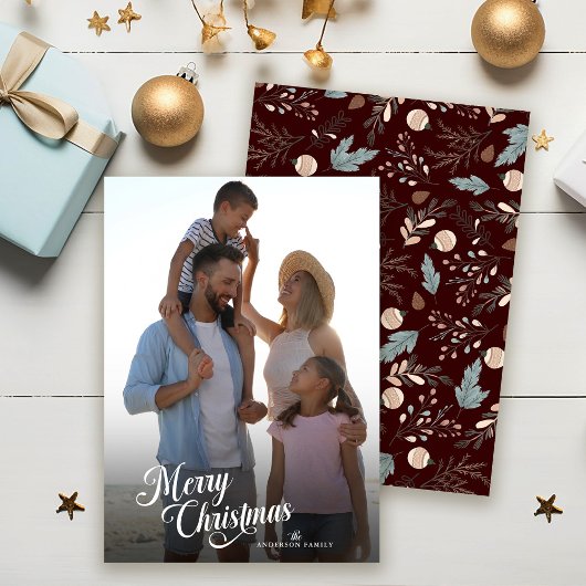 Kerstscript Volledige foto Boho Greenery Feestdagenkaart