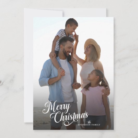 Kerstscript Volledige foto Boho Greenery Feestdagenkaart (Voorkant)