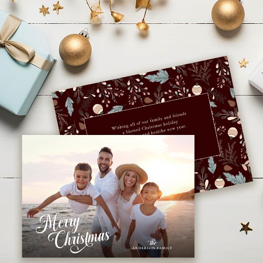 Kerstscript Volledige Foto Boho Groene Bericht Feestdagenkaart