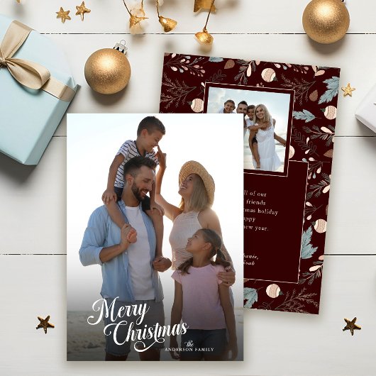 Kerstscript Volledige Foto Boho Groene Bericht Feestdagenkaart