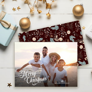 Kerstscript Volledige Foto Boho Groenelementen Feestdagenkaart