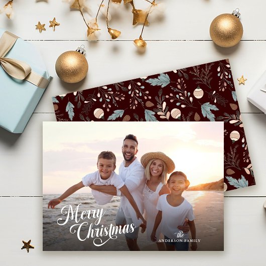 Kerstscript Volledige Foto Boho Groenelementen Feestdagenkaart