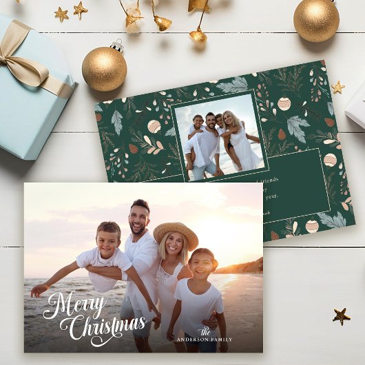 Kerstscript Volledige Foto Boho Groenery Bericht Feestdagenkaart