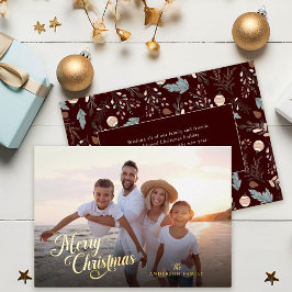 Kerstscript Volledige foto groen bericht Goud Folie Feestdagenkaart