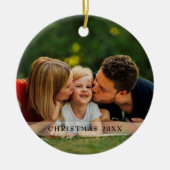 Kerstscript voor familiefoto's keramisch ornament (Voorkant)