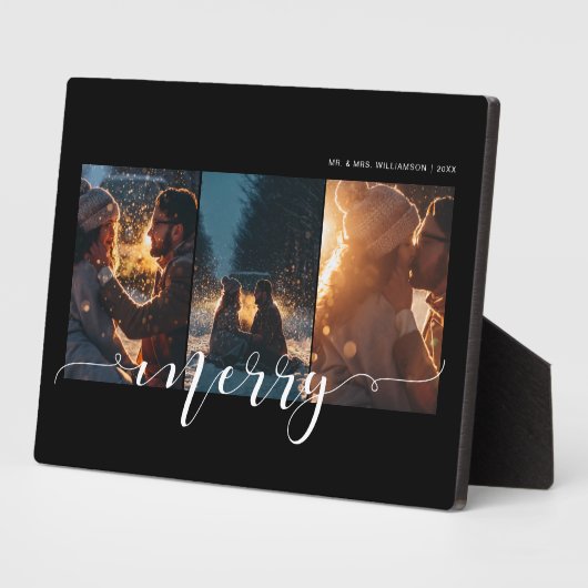 Kerstscriptie koppel drie foto lay-out aandenken fotoplaat (Zijkant)