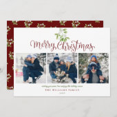 Kerstscriptie Mistletoe 3 foto's Feestdagenkaart (Voorkant / Achterkant)