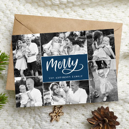 Kerstscriptie Navy Kerstmis 6 Fotosamenstelling Feestdagenkaart