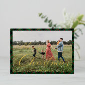 Kerstscriptie Navy Plaid Foto Vakantie Folie Uitnodiging (Staand Voorkant)