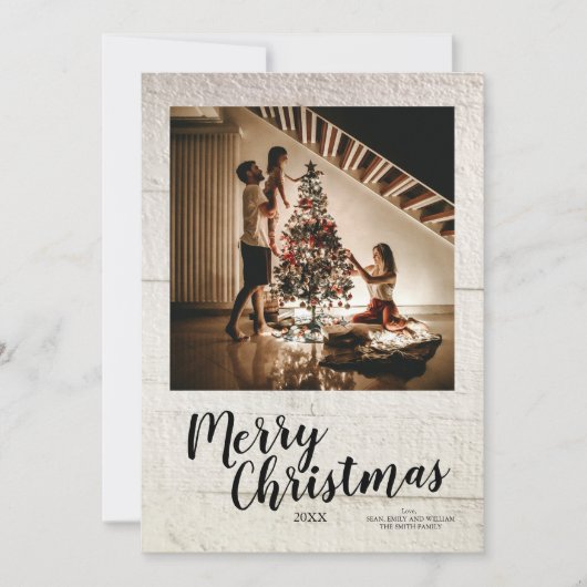 Kerstscriptie op maat wit hout feestdagenkaart (Voorkant)