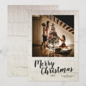 Kerstscriptie op maat wit hout feestdagenkaart (Voorkant / Achterkant)
