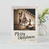 Kerstscriptie op maat wit hout feestdagenkaart (Staand voorkant)