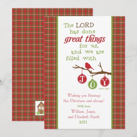 Kerstscripts Verse-kaart gevuld met joy Feestdagenkaart (Voorkant / Achterkant)