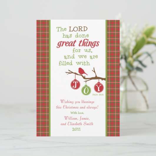 Kerstscripts Verse-kaart gevuld met joy Feestdagenkaart (Staand voorkant)