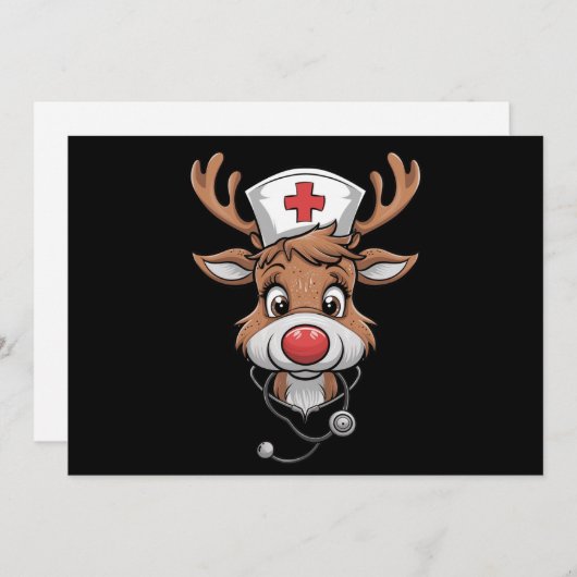 Kerstscrubtop Rendier Rubberen Handschoenen Verple Feestdagenkaart (Voorkant / Achterkant)