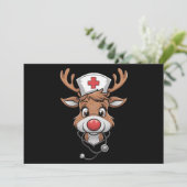 Kerstscrubtop Rendier Rubberen Handschoenen Verple Feestdagenkaart (Staand voorkant)