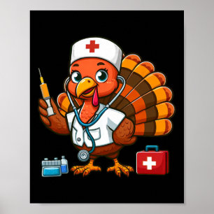 Kerstscrubtop voor vrouwen en meisjes Kalkoen Verp Poster