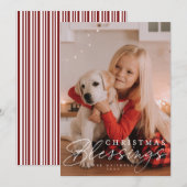 Kerstsegen script en serif foto feestdagenkaart (Voorkant / Achterkant)