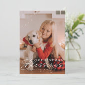 Kerstsegen script en serif foto feestdagenkaart (Staand voorkant)