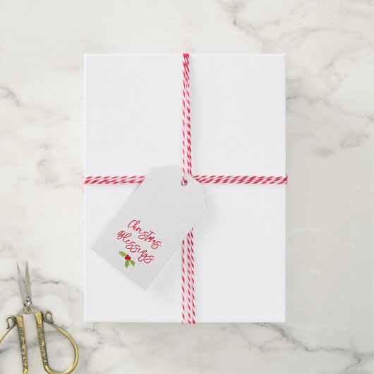 Kerstsegen Vakantiegroet Hulst Kerst Cadeaulabel (Met Touw)