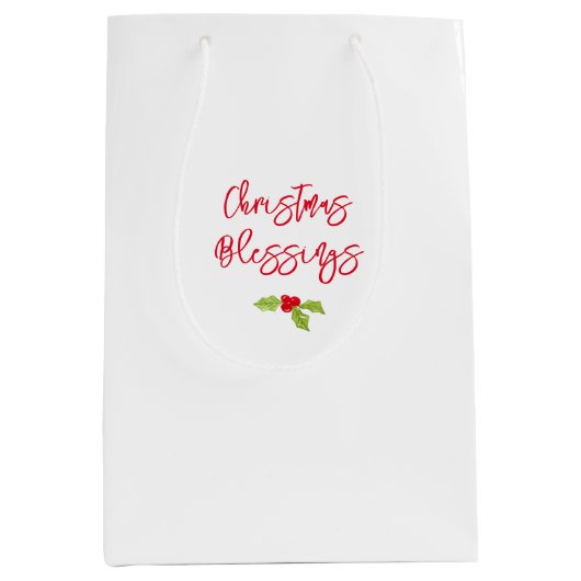 Kerstsegen Vakantiegroet Hulst Kerstmis Medium Cadeauzakje (Voorkant)