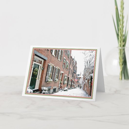 Kerstseizoen Beacon Hill: Boston MA: Feestdagen Kaart (Voorkant)