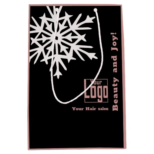 Kerstseizoen Black Pink Kapsalon Papier Medium Cadeauzakje (Voorkant)