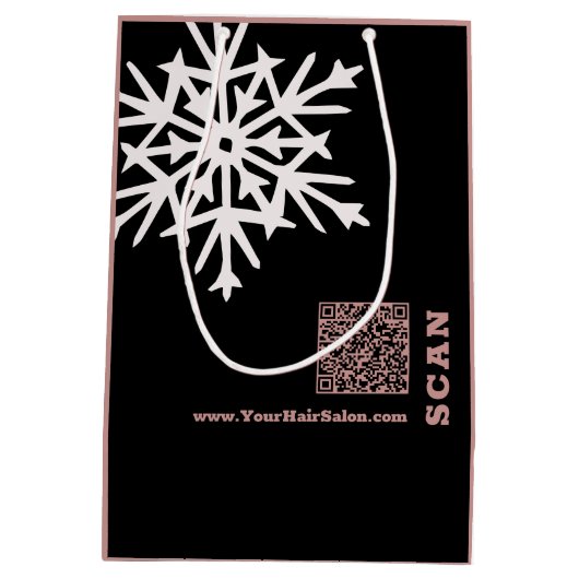 Kerstseizoen Black Pink Kapsalon Papier Medium Cadeauzakje (Achterkant)