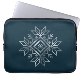 Kerstseizoen blauw sneeuwvlokje in de feestdagen laptop sleeve