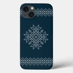 Kerstseizoen blauwe sneeuwvlok Case-Mate iPhone case