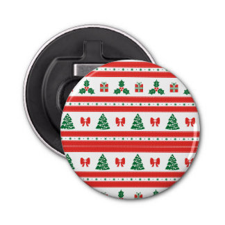 Kerstseizoen Bomen en Bogen patroon Button Flesopener