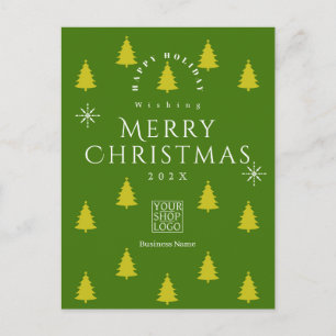 Kerstseizoen Bomen Zakelijk Logo Donkergroen Briefkaart
