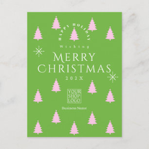 Kerstseizoen Bomen Zakelijk Logo Groen Briefkaart