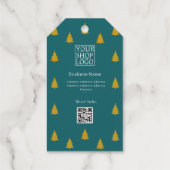 Kerstseizoen Bomen Zakelijk Logo Teal Cadeaulabels (Achterkant)