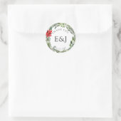 Kerstseizoen bruiloft Alternate Ronde Sticker (Tas)