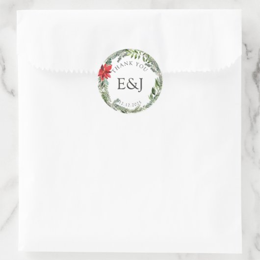 Kerstseizoen bruiloft Alternate Ronde Sticker (Tas)