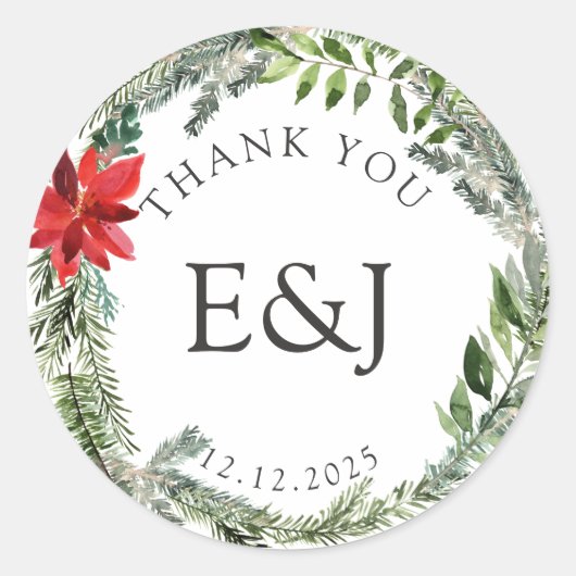 Kerstseizoen bruiloft Alternate Ronde Sticker (Voorkant)