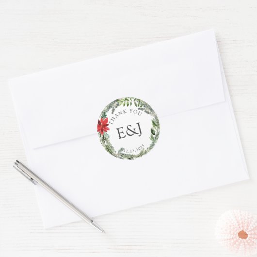Kerstseizoen bruiloft Alternate Ronde Sticker (Envelop)