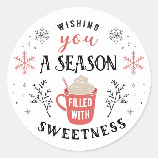 Kerstseizoen Cacaosticker Ronde Sticker (Voorkant)