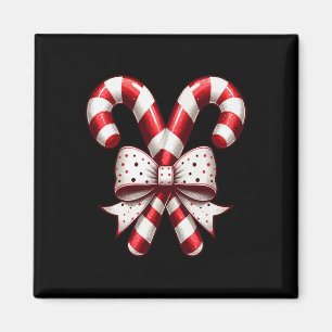 Kerstseizoen Cute Candy Cane Retro Coquette Bo Magneet