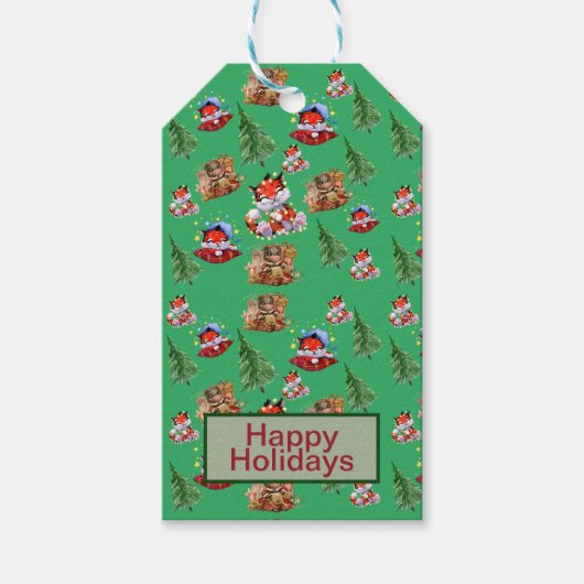 Kerstseizoen Groen Cadeaulabel (Voorkant)