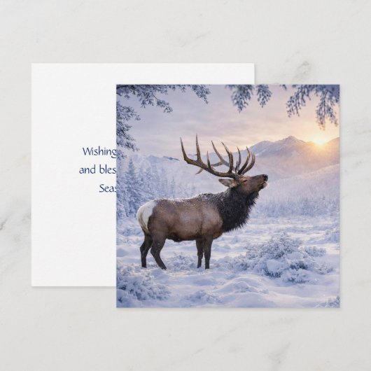 Kerstseizoen Groet Eland in Sneeuw (Voorkant / Achterkant)