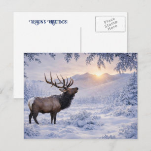 Kerstseizoen Groet Eland Sneeuw Feestdagenkaart