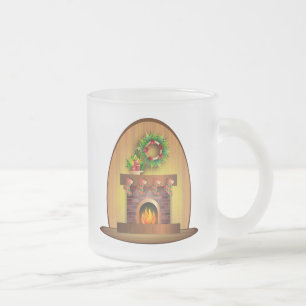 Kerstseizoen Groeten Kousen Haard Matglas Koffiemok
