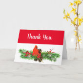 kerstseizoen Kardinaal en groen dank je Kaart (Gele Bloem)