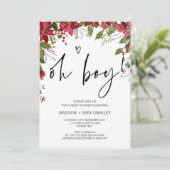 Kerstseizoen Oh Boy Baby shower party Kaart (Staand voorkant)