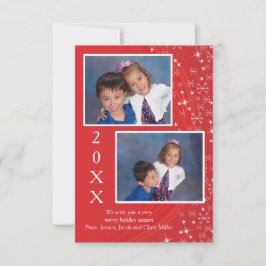 Kerstseizoen Rood & Witte Sterren-3x5 Kerstkaart Kaart
